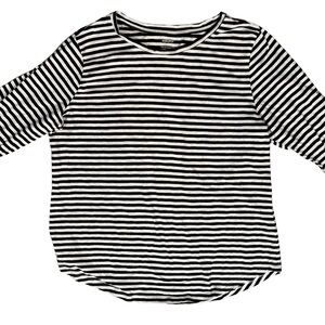 Sonoma Womens Black & White Striped Long Sleeve Top
